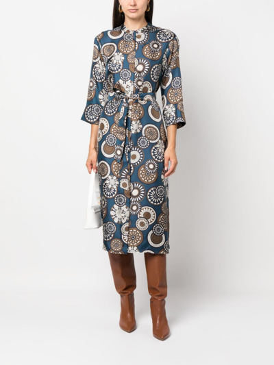 's Max Mara Graphic-print Belted Silk Midi Dress In Black