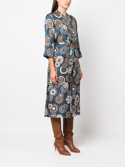 's Max Mara Graphic-print Belted Silk Midi Dress In Black
