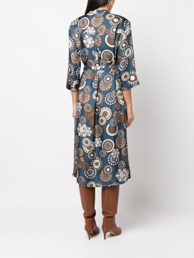 's Max Mara Graphic-print Belted Silk Midi Dress In Black