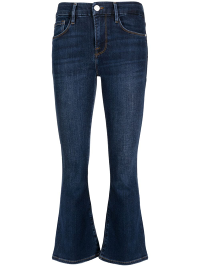 Shop Frame Le Crop Mid-rise Bootcut Jeans In Blue