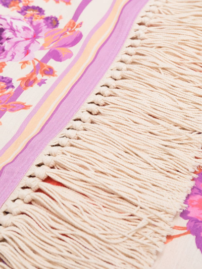Shop Zimmermann Floral-print Textured Beach Towel In Red
