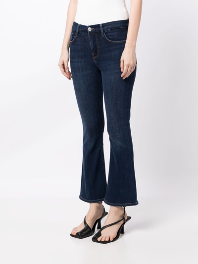 Shop Frame Le Crop Mid-rise Bootcut Jeans In Blue