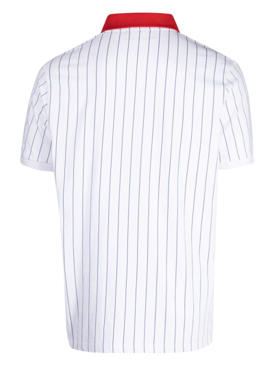 Shop Fila Logo-patch Pinstripe Polo Shirt In White