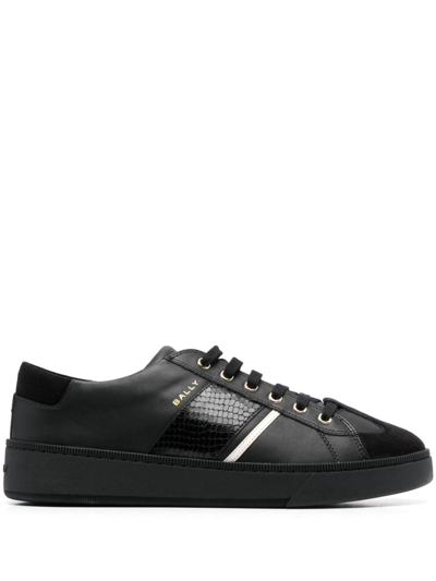 Shop Bally Roller-p Leather Sneakers In Black