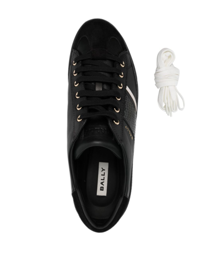 Shop Bally Roller-p Leather Sneakers In Black