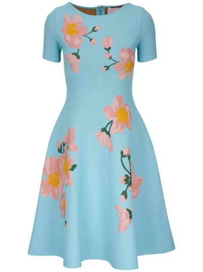 Shop Carolina Herrera Floral-print Midi Dress In Blue
