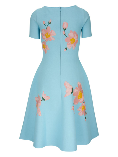 Shop Carolina Herrera Floral-print Midi Dress In Blue