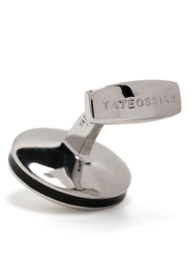 Shop Tateossian Logo-engraved Gemstone Cufflinks In Silver