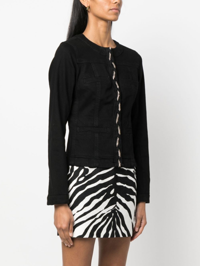 Liu •jo Chain-link Detail Denim Jacket In Black