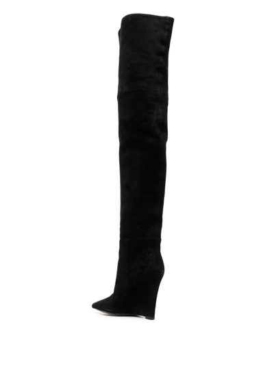 Shop Alevì 110mm Thigh-high Suede Boots In Black