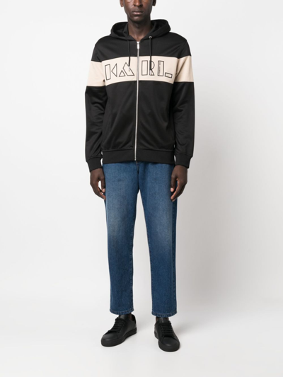Shop Karl Lagerfeld Logo-print Zipped Hoodie In Black
