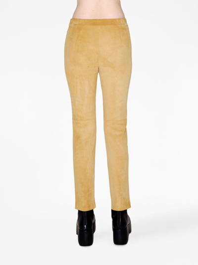 Shop Rosetta Getty Straight-leg Suede Trousers In Brown