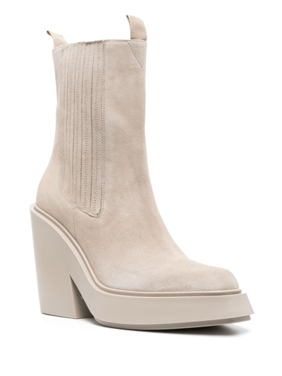 Vic Matie 120mm Pointed-toe Suede Boots In Neutrals