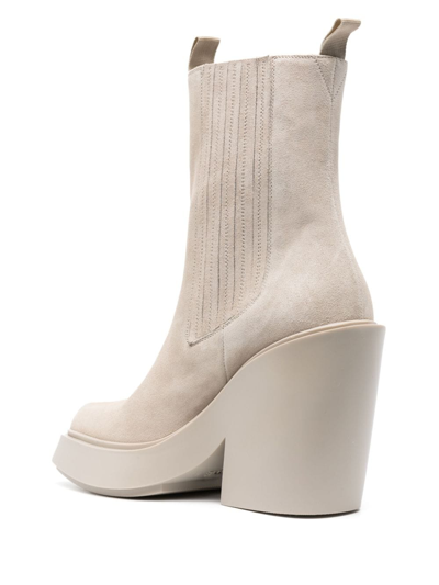 Vic Matie 120mm Pointed-toe Suede Boots In Neutrals