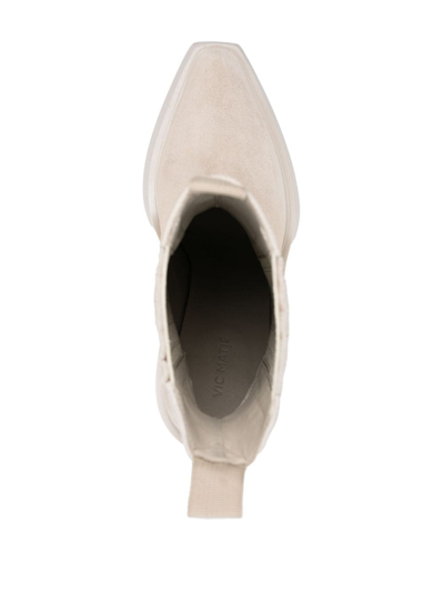 Vic Matie 120mm Pointed-toe Suede Boots In Neutrals
