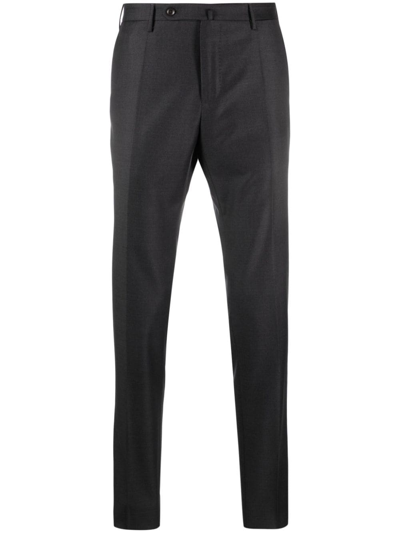 Shop Incotex Slim-cut Virgin Wool Trousers In Grey