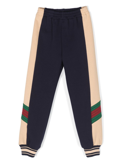 Shop Gucci Blue Web-stripe Insert Track Pants