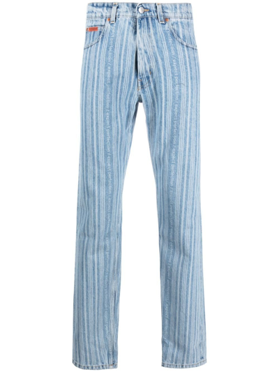 Shop Martine Rose Blue Striped Straight-leg Jeans