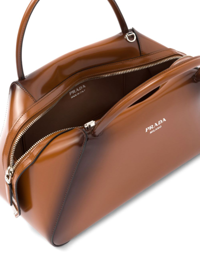 Shop Prada Medium Brushed Leather  Supernova Handbag In Brown