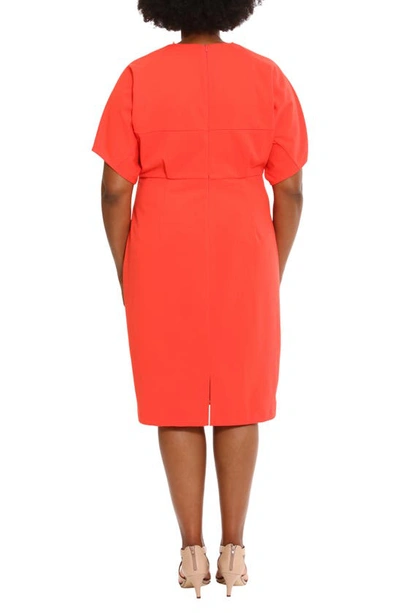 London Times V-neck Dolman Sleeve Sheath Dress In Fire