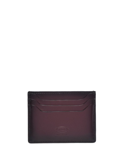 Shop Tod's Logo-plaque Credit Card Holder In Purple