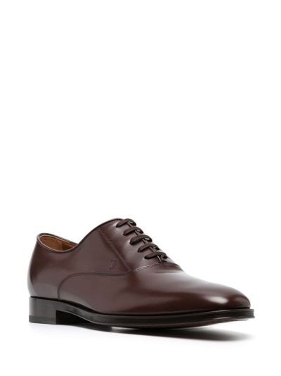 Shop Tod's Leather Oxford Shoes In Brown