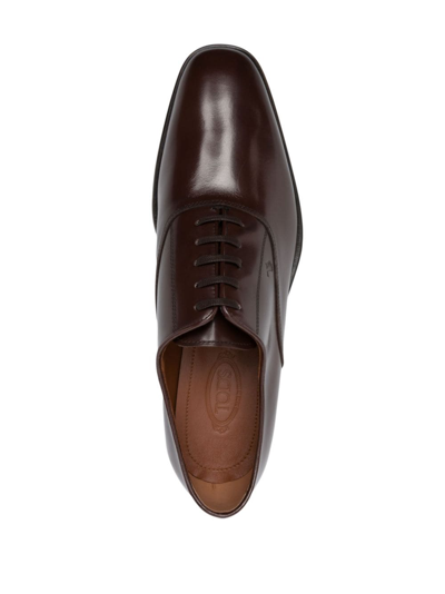 Shop Tod's Leather Oxford Shoes In Brown