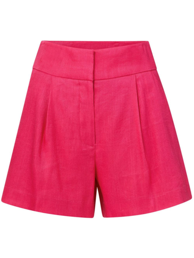 Shop Veronica Beard Velia Straight-leg Shorts In Pink