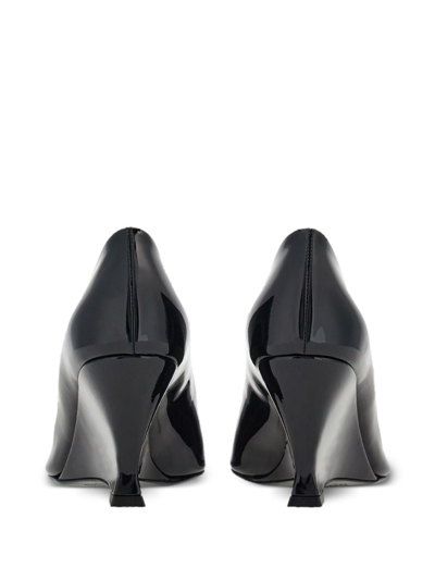 Shop Ferragamo 70mm Wedge-heel Leather Pumps In Black