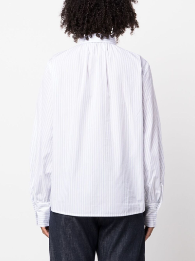 Shop Fabiana Filippi Striped Pussy-bow Shirt In White