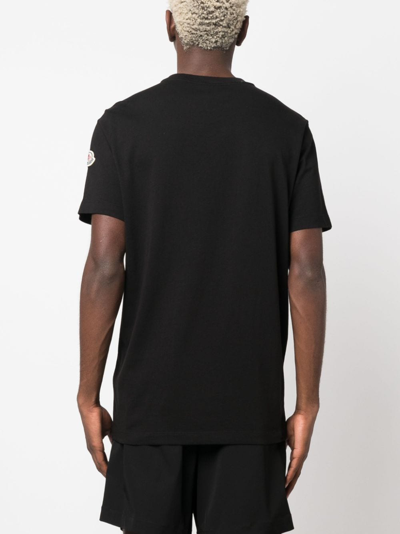 Shop Moncler Monogram-pocket Cotton T-shirt In Black