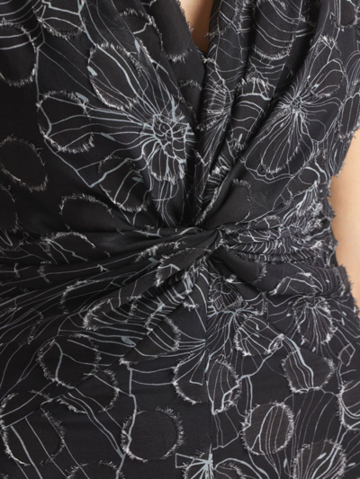 Shop St John Wildflower Twist-detail Midi Dress In Black