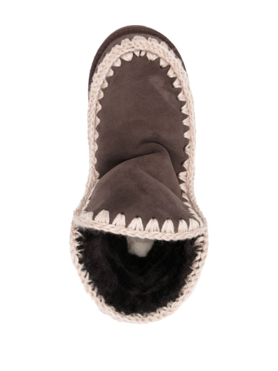 Mou Chunky Slip-on Leather Boots In Brown