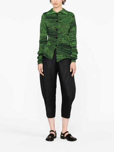 Issey Miyake Plissé Cropped Trousers In Black