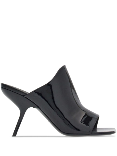 Shop Ferragamo 85mm Open-toe Slide Mules In Black