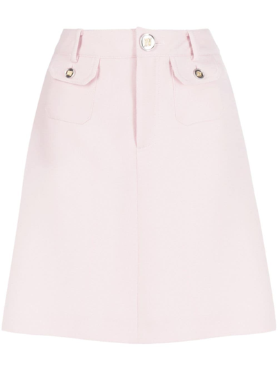 Shop Giambattista Valli High-waist Virgin Wool Miniskirt In Pink