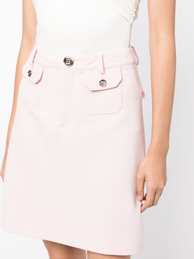 Shop Giambattista Valli High-waist Virgin Wool Miniskirt In Pink