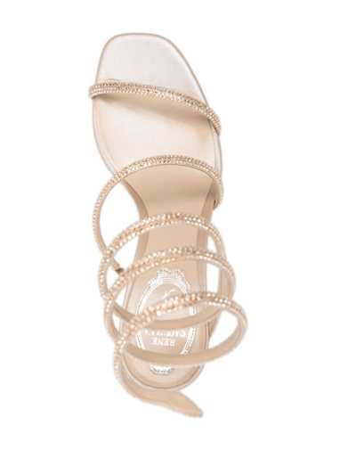 Shop René Caovilla Cleo 80mm Crystal-embellished Sandals In Gold