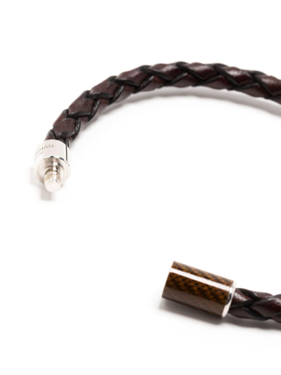 Shop Tateossian Carbon Pop Leather Bracelet In Brown