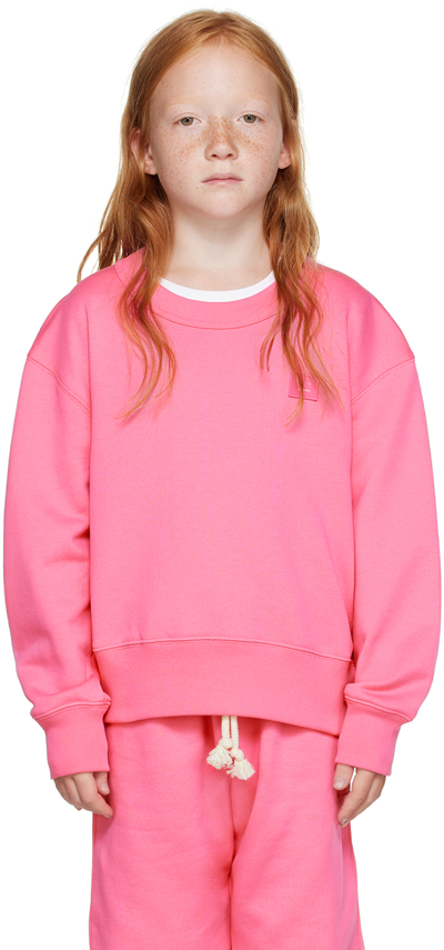 Shop Acne Studios Kids Pink Patch Sweatshirt In Di0021- Bright Pink