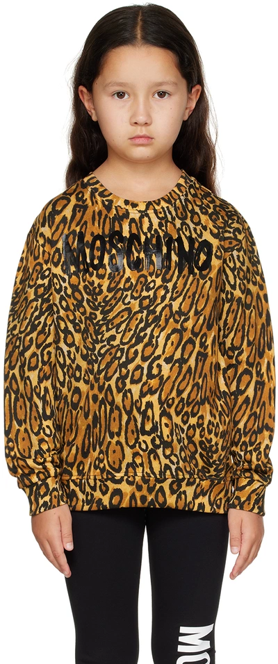 Shop Moschino Kids Brown Leopard Print Sweatshirt In 83621 Leopard