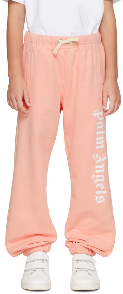 Shop Palm Angels Kids Pink Classic Overlogo Sweatpants In Pink White