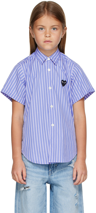 Shop Comme Des Garçons Play Kids Blue Striped Shirt In 1â -â Blue