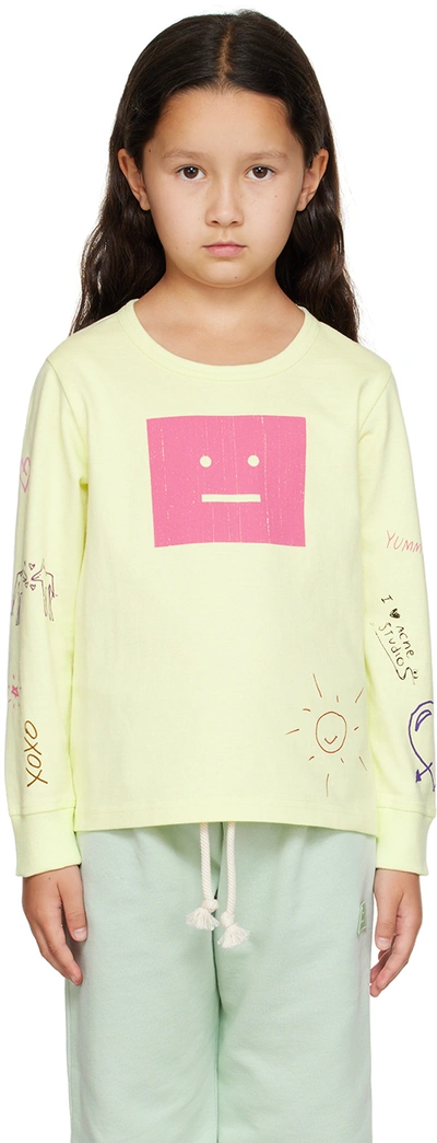 Shop Acne Studios Kids Green Scribbles Long Sleeve T-shirt In Dl0031- Flou Green