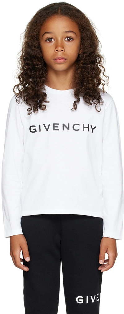 Givenchy Kids White Long Sleeve T-shirt With Signature And Logo | ModeSens