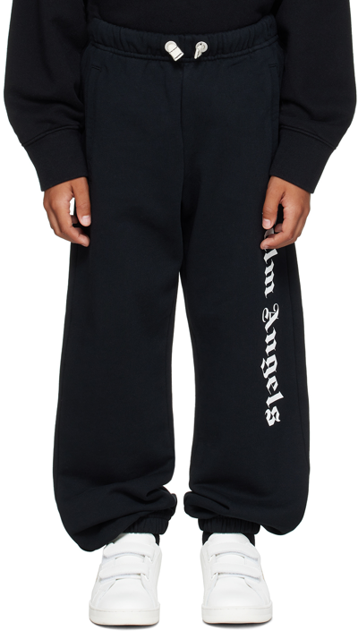 Shop Palm Angels Kids Black Printed Sweatpants In Black White