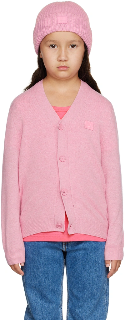 Shop Acne Studios Kids Pink Patch Cardigan In D60016- Bubble Pink