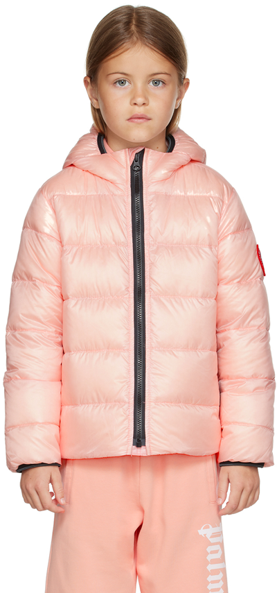 Shop Canada Goose Kids Pink Crofton Down Jacket In 1552 Pink Lemonade