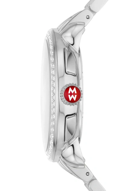 Shop Michele Serein Diamond Bracelet Chronograph Watch, 40mm X 38mm In Silver