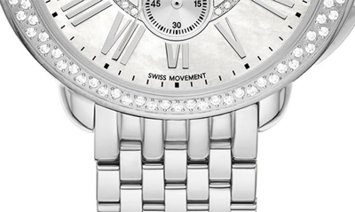 Shop Michele Serein Diamond Bracelet Chronograph Watch, 40mm X 38mm In Silver